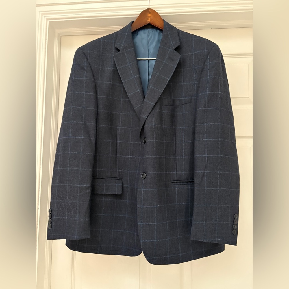 Bellissimo Men's Dress Jacket Blazer Blue Pure Wool Size 42 Short